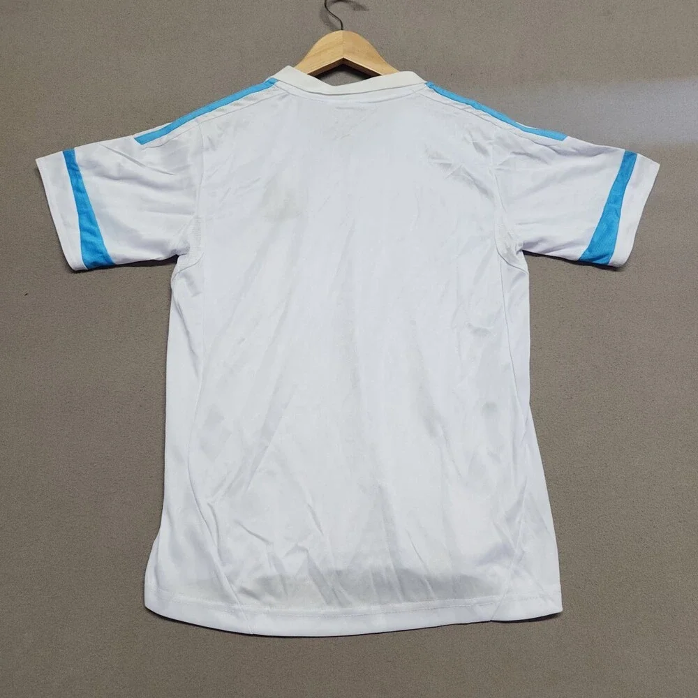 Olympique Marseille Youth Large Soccer Jersey 100% Polyester White Blue New Fan